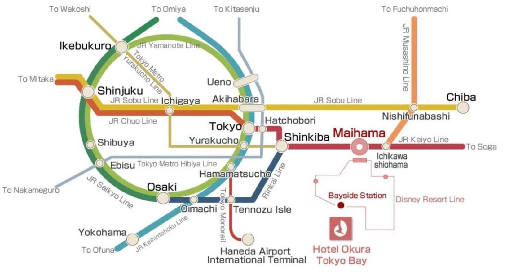 Hotel Okura Tokyo Bay Urayasu Eksteriør bilde Location of the hotel